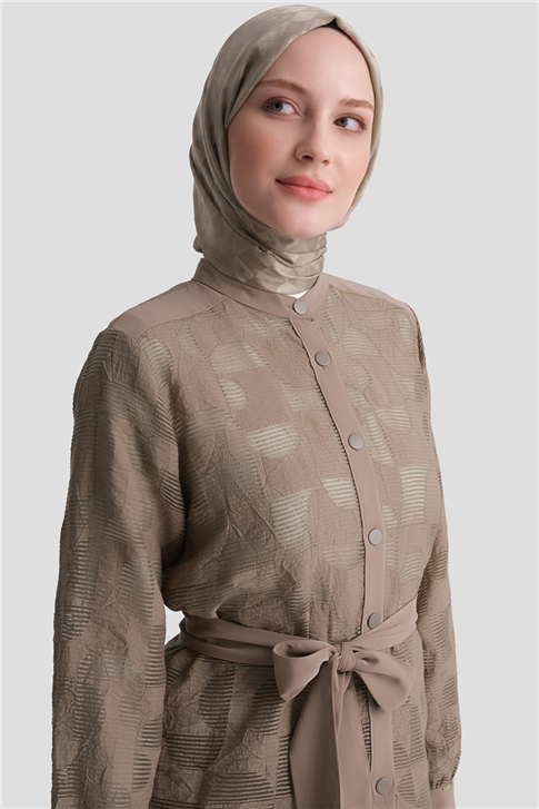 Jakarlı Tunik Takım Vizon
