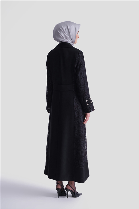 Dantel Detaylı Şık Takım Siyah