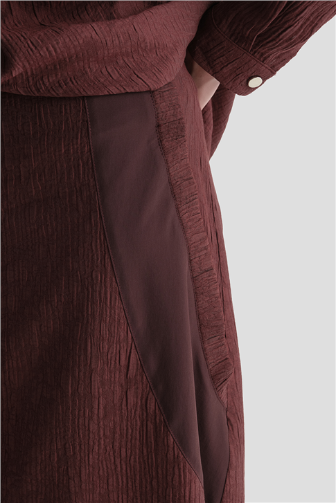 Gömlek & Etek İkili Tencel Takım Bordo