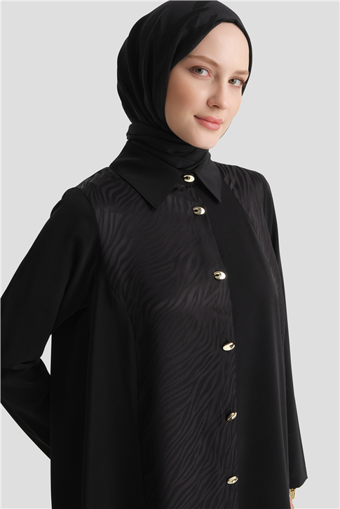 Zebra Desen Pantolonlu Takım Siyah