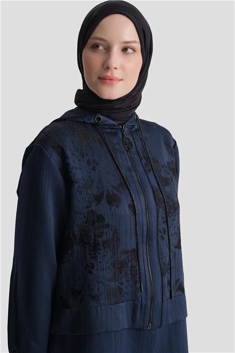Dantel Detaylı Denim Takım Lacivert 