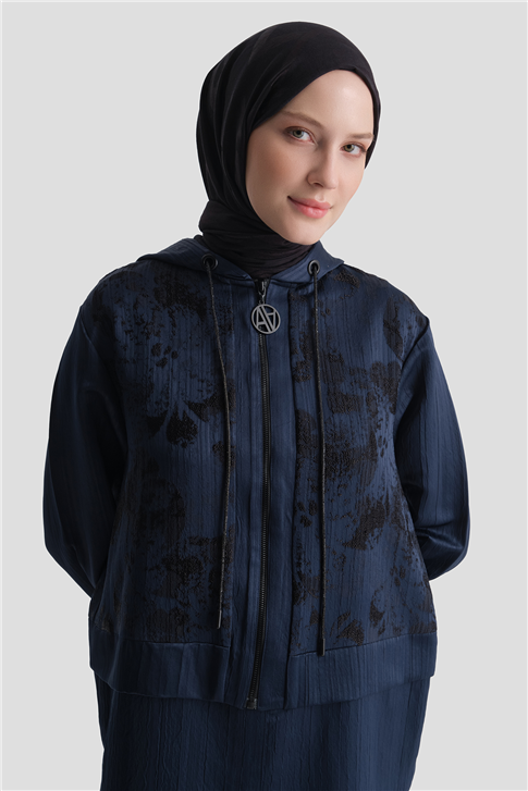 Dantel Detaylı Denim Takım Lacivert 