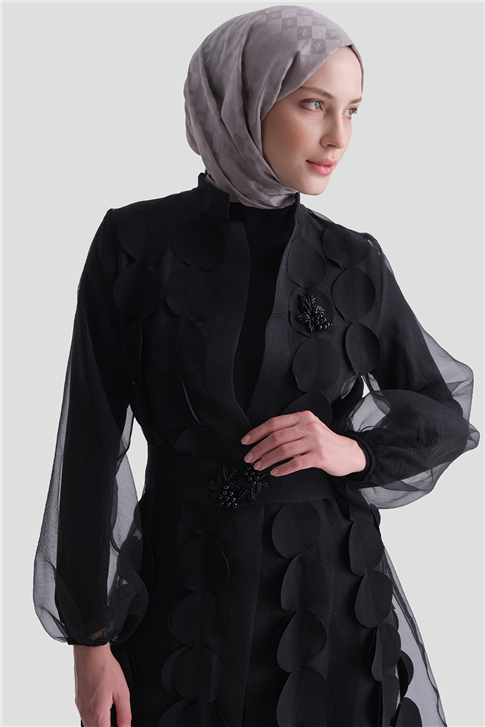 Dantelli Abaya Takım Siyah