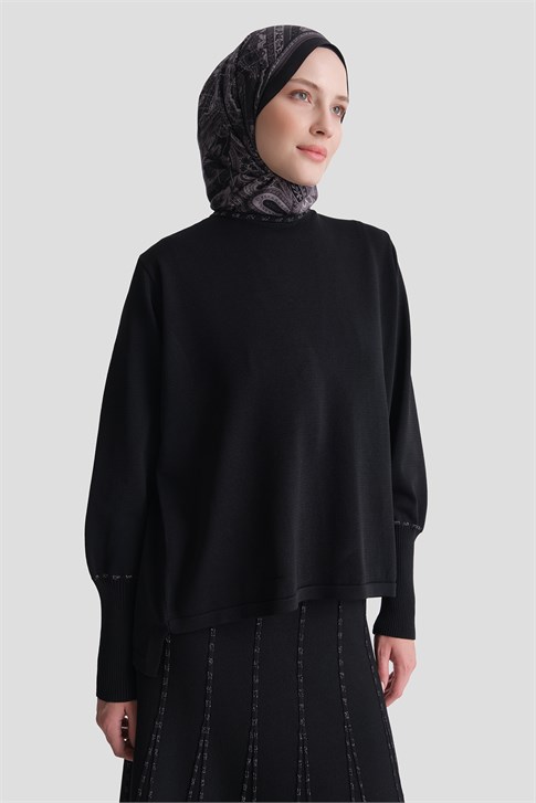 Sim Şeritli Rayon Triko Takım Siyah 