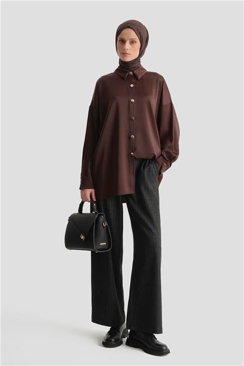 Saten Tunik Acı Kahve