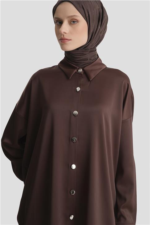 Saten Tunik Acı Kahve