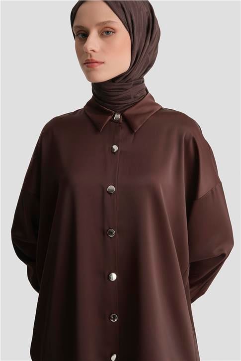 Saten Tunik Acı Kahve