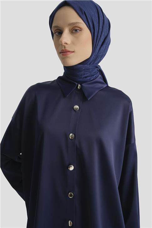 Saten Tunik Lacivert