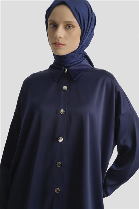 Saten Tunik Lacivert