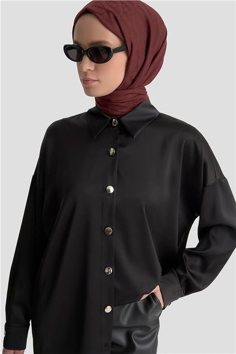Saten Tunik Siyah