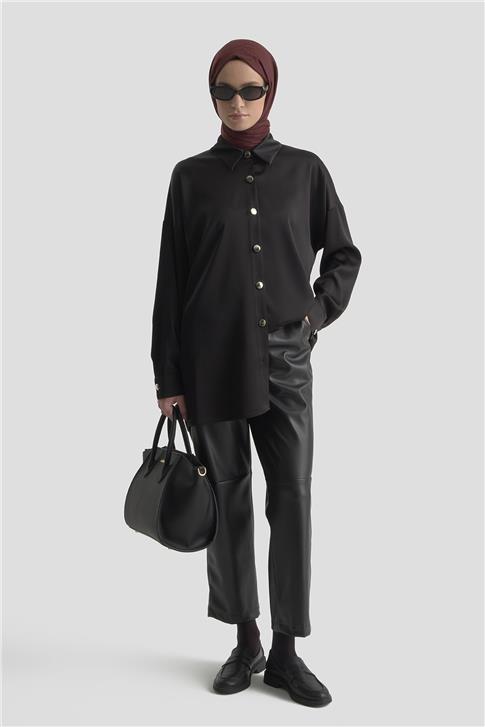 Saten Tunik Siyah