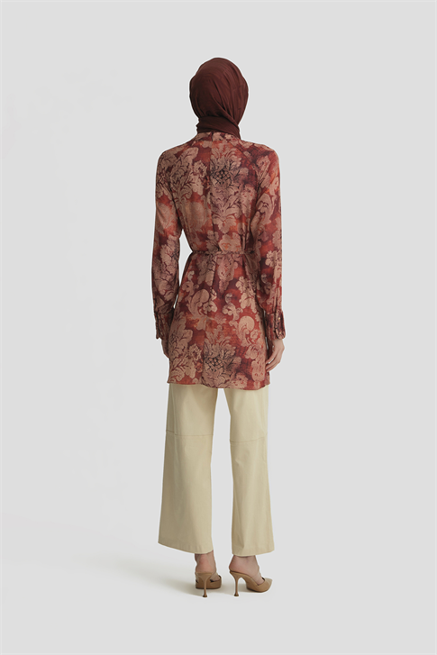 Desenli Tunik Bordo