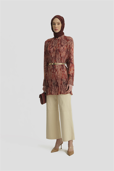 Desenli Tunik Bordo