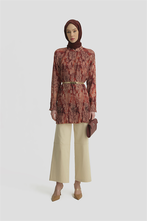 Desenli Tunik Bordo