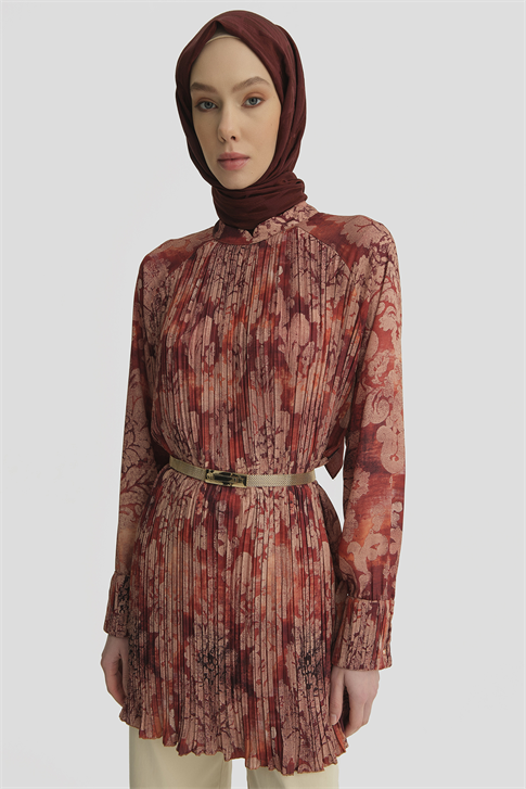 Desenli Tunik Bordo