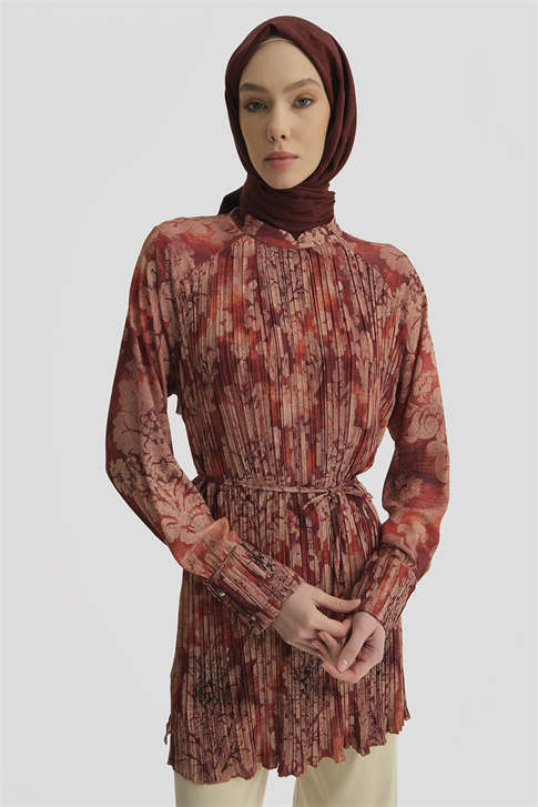 Desenli Tunik Bordo
