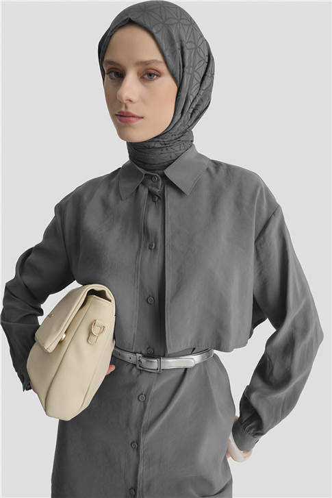 Aller Detaylı Tunik Gri