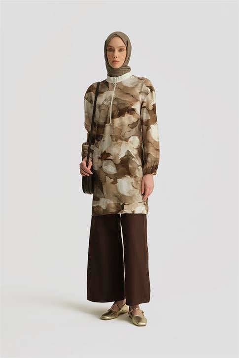Desenli Tunik Kahve