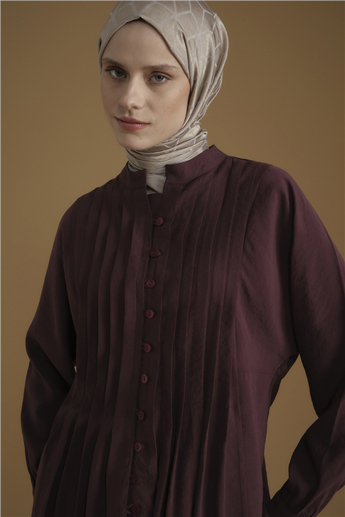 Nervür Detaylı Tunik Bordo
