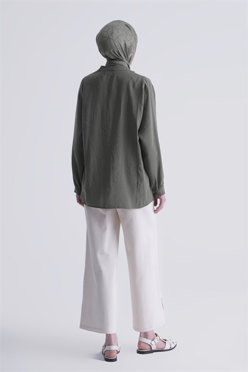 Nervür Detaylı Tunik Küf Yeşili