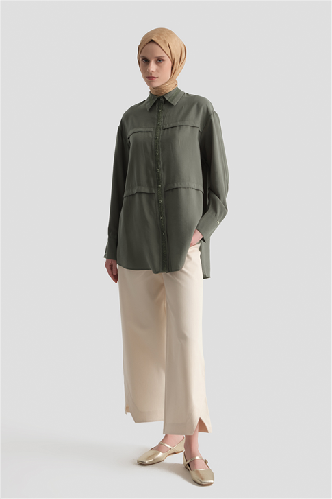 Sim Detaylı Tunik Haki