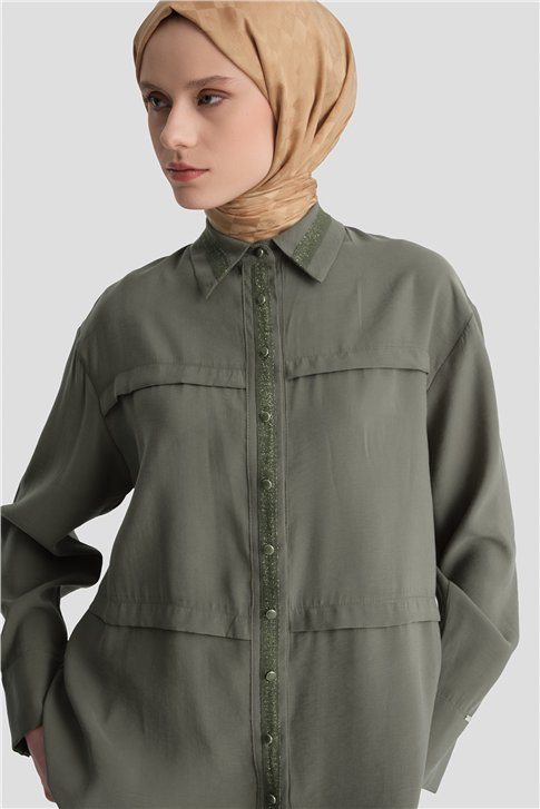 Sim Detaylı Tunik Haki