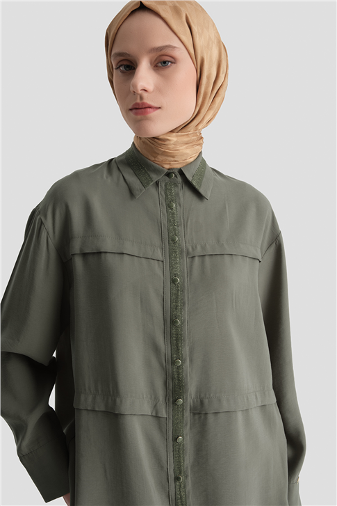 Sim Detaylı Tunik Haki