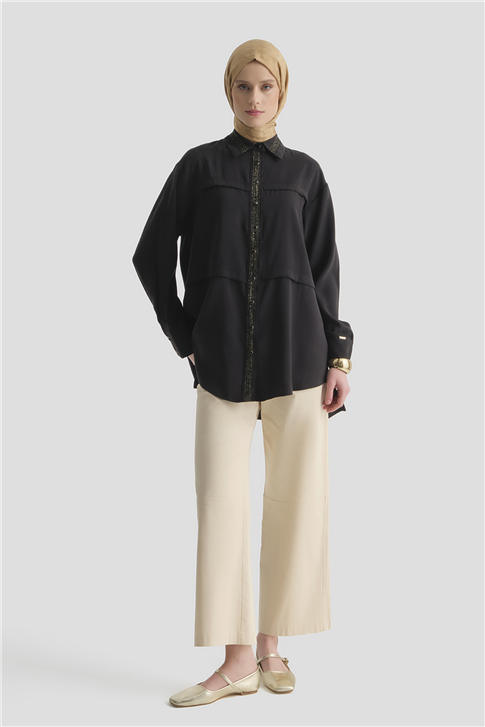 Sim Detaylı Tunik Siyah
