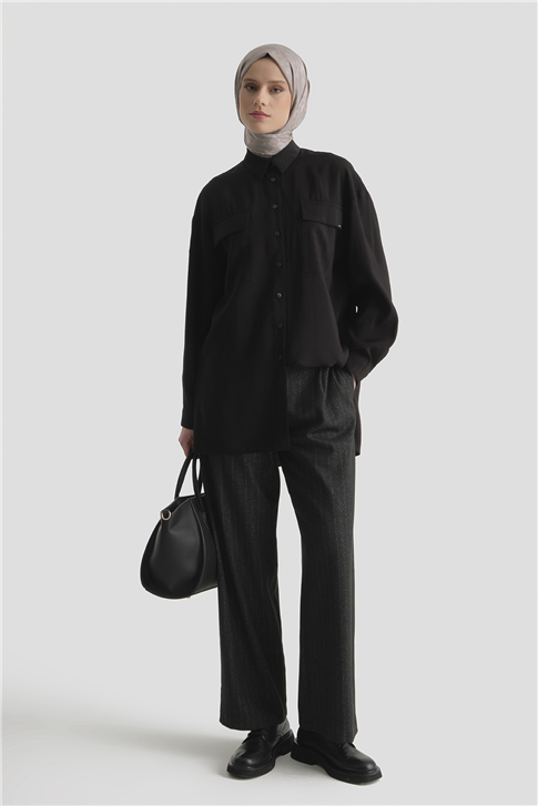 Cepli Modal Tunik Siyah