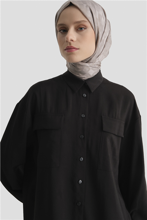 Cepli Modal Tunik Siyah