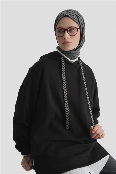 Kapüşonlu Sweat Siyah