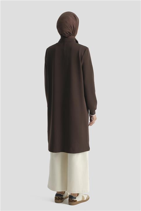 Armine Fermuar Detaylı Tunik Kahve
