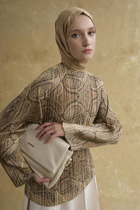 Şal Desenli Tunik Camel