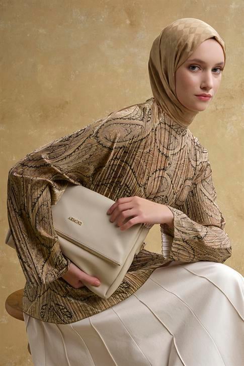 Şal Desenli Tunik Camel