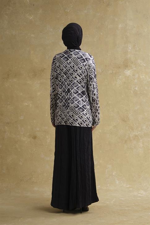 Retro Desen Tunik Beyaz