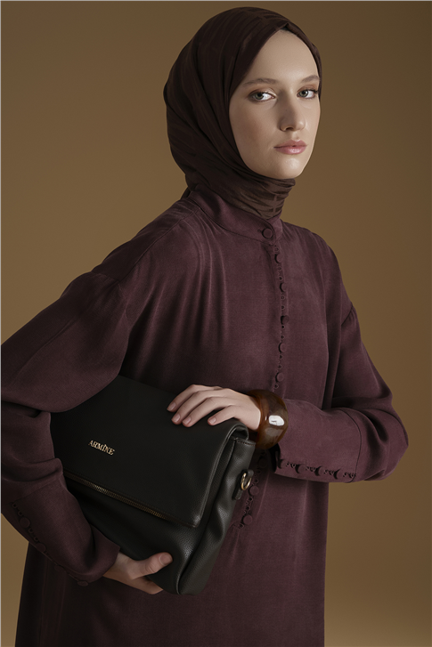 Düğme Detaylı Takım Mürdüm