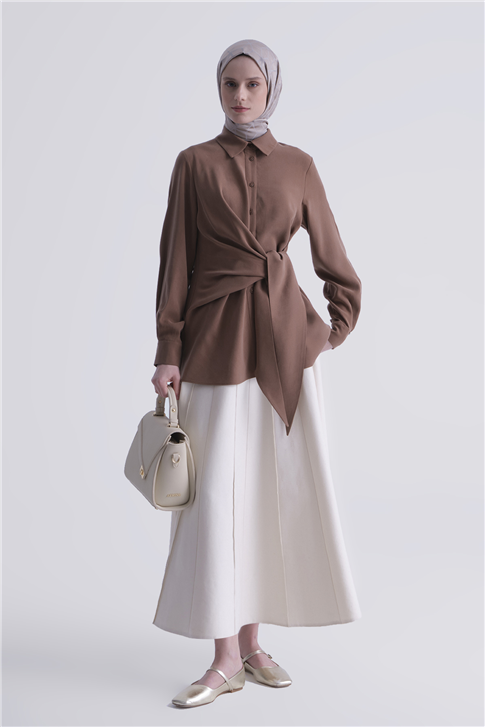 Bağlama Detaylı Tunik Camel