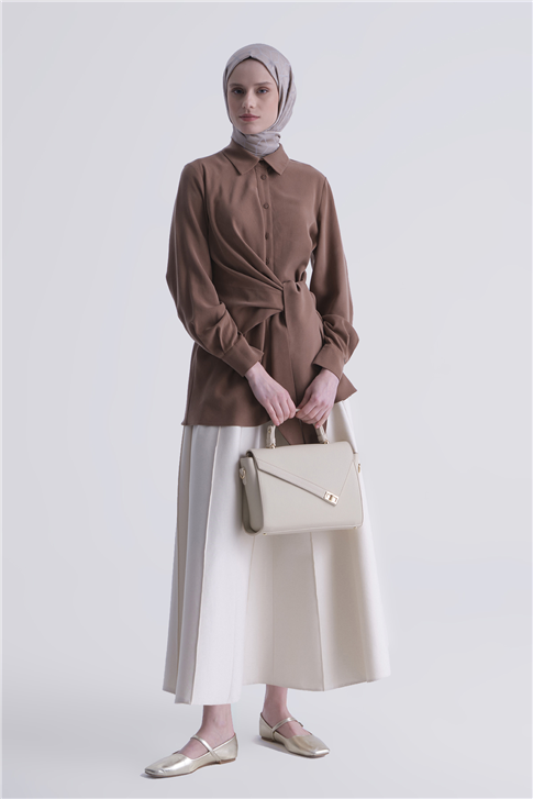 Bağlama Detaylı Tunik Camel