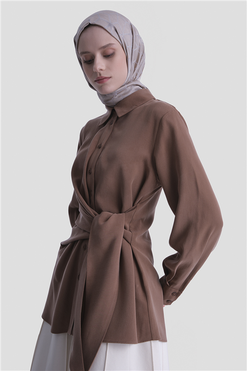 Bağlama Detaylı Tunik Camel