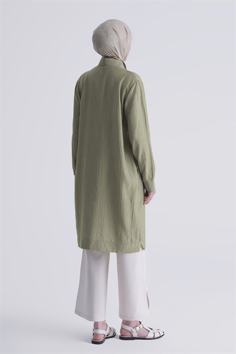 Fermuarlı Uzun Tunik Haki