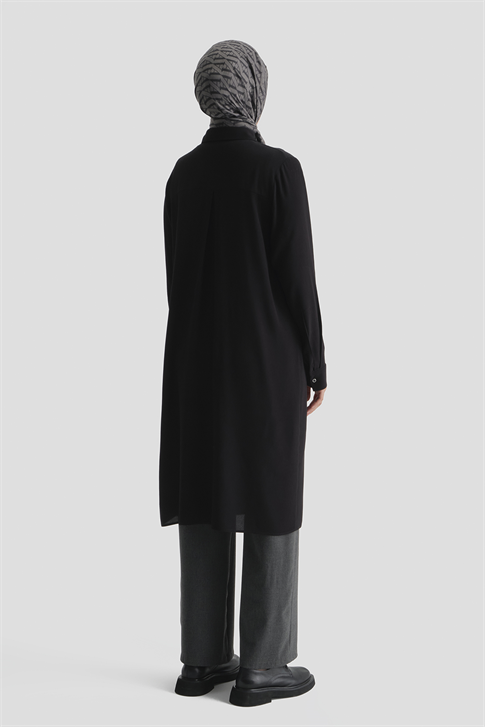Logolu Uzun Tunik Siyah