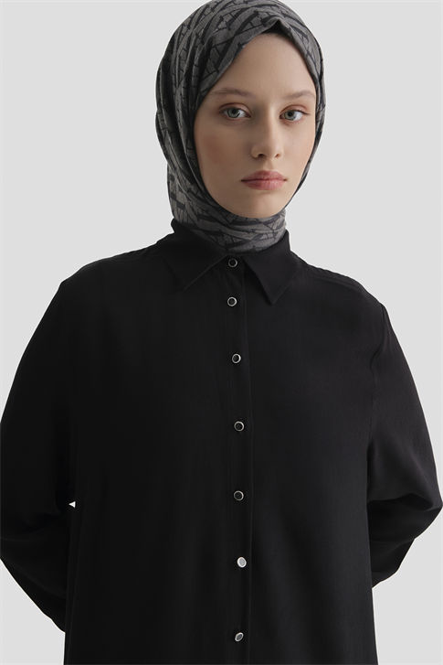 Logolu Uzun Tunik Siyah