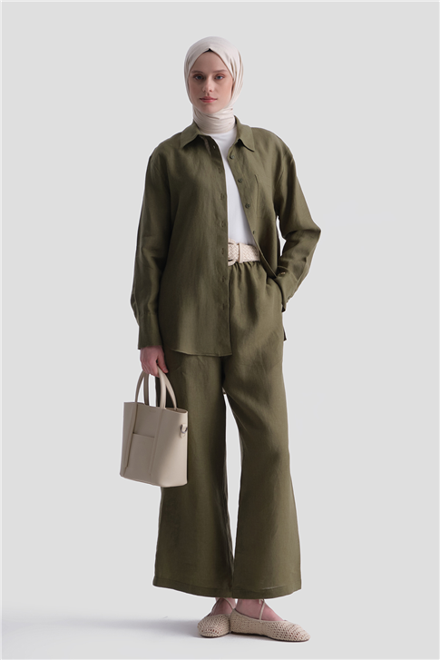 Keten Oversize Tunik Haki