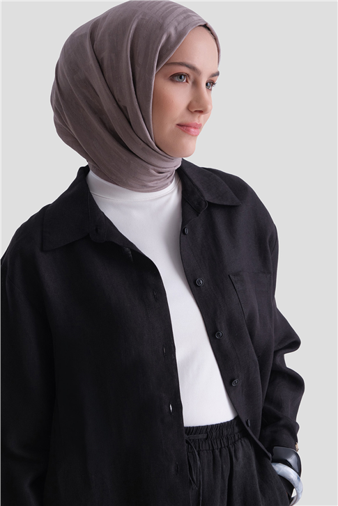 Keten Oversize Tunik Siyah