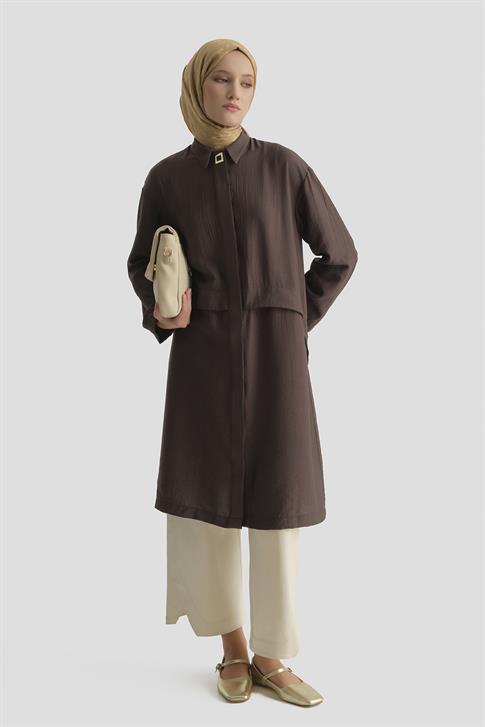 Aller Detaylı Tunik Kahverengi