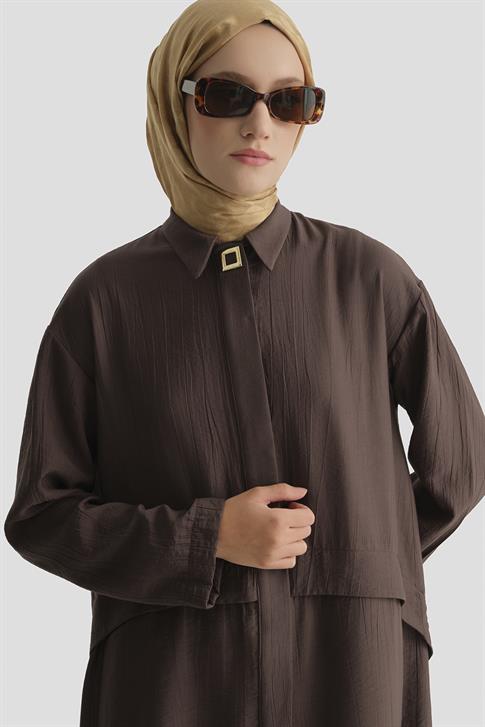 Aller Detaylı Tunik Kahverengi