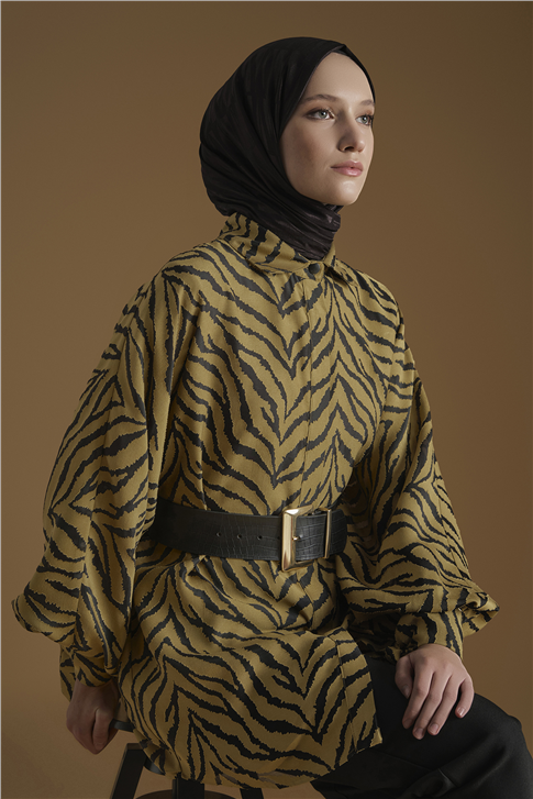 Jakarlı Tunik Yağ Yeşili