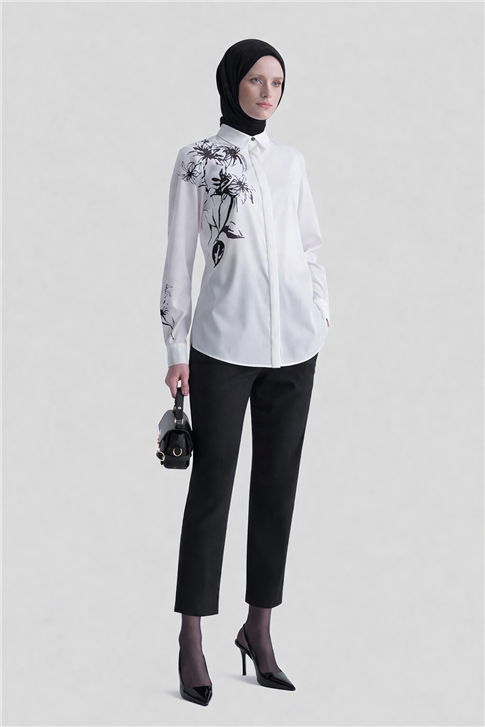 Çiçek Baskılı Tunik Ekru