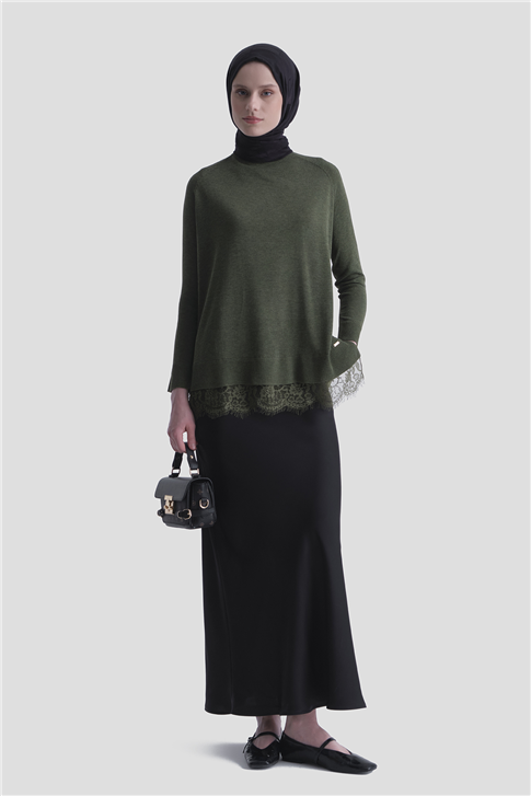 Dantelli Rayon Tunik Haki