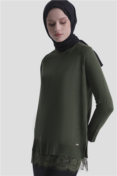 Dantelli Rayon Tunik Haki